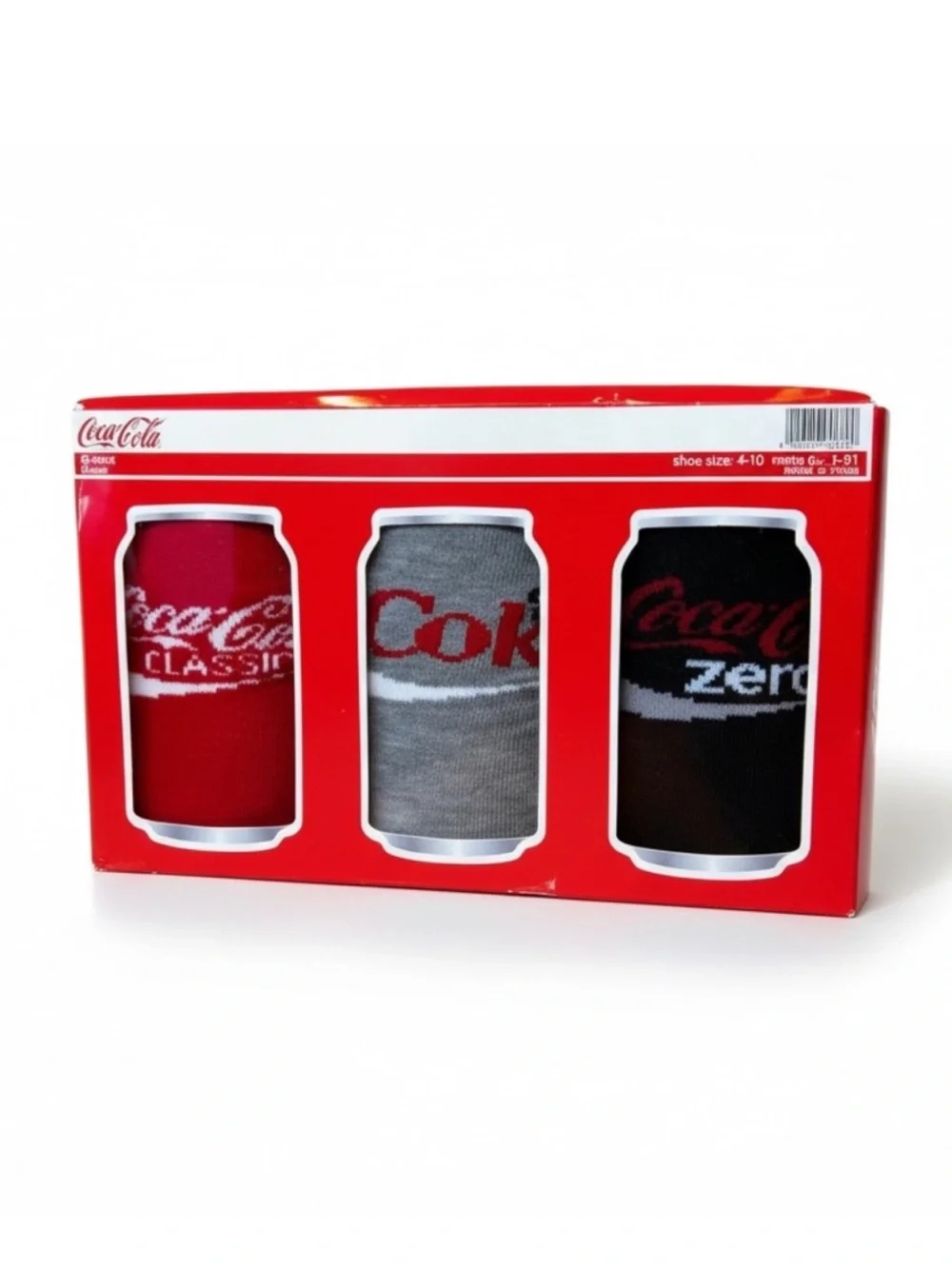 COCA COLA Crew Socks 3 Pack Gift Box Classic Diet Coke Zero NWT Size 4 -10